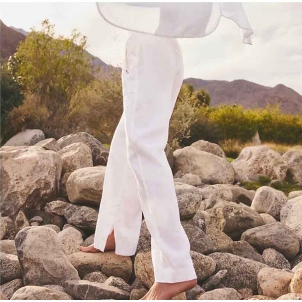 Athleta Retreat Linen Wide Leg Pants White Size 14 Drawstring Resort